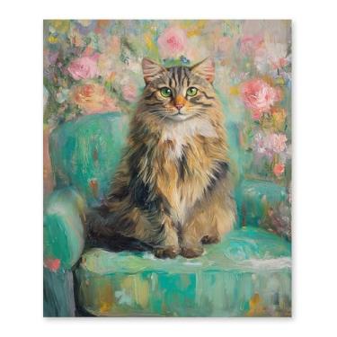 Imagem de RLTXBUK Kits de arte de diamante de gato siberiano floral excêntrico, presentes para mulheres para adultos, crianças, iniciantes, presentes para amantes de animais de estimação, 24 x 29 cm