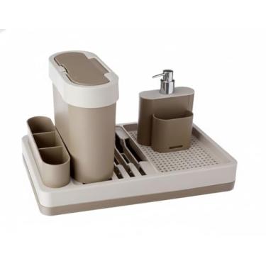 Imagem de Conjunto de Organizador de Pia, Bandeja de Cozinha com Dispensador de Sabão, Suporte para Esponja, Design Moderno