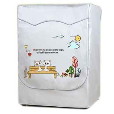 Imagem de UYKUM Capa para máquina de lavar, revestimento prateado, tecido Oxford, lavadora, secadora, poliéster, rolo, capa para lavadora/secadora com design de zíper