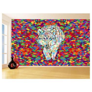 Imagem de Papel De Parede Animais Pop Art Lobo Colorido 3,5M Pxa578 - Você Decor