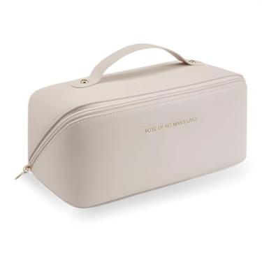 Imagem de Necessaire Feminina Organizador De Maquiagem E Cosméticos Bolsa Impermeável De Viagem Estilo Blogueira Luxo PVC Lavável E Espaçosa (BRANCO)