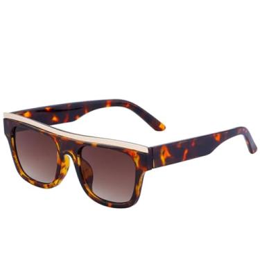 Imagem de Óculos de sol estilo olho de gato premium, feminino, retrô, armação grande, masculino, para atividades ao ar livre, verão, viagem, UV400 (degradê de leopardo, chá)