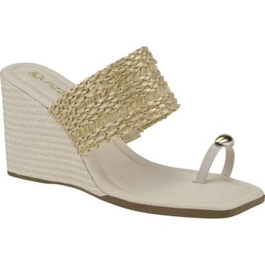 Imagem de Sandália Feminina Anabela Plataforma Confortável Ráfia Salto Alto Cor: