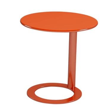 Imagem de YWJLQH Mesa lateral pequena redonda com pedestal de metal e base moderna para escritório em casa, dormitório, mesa de cabeceira, banheiro, sala de estar, Laranja