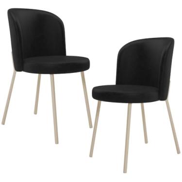 Imagem de Kit 02 Cadeiras Para Sala de Jantar Cozinha Estofada Gavi Arena L02 Couríssimo Preto - Lyam Decor