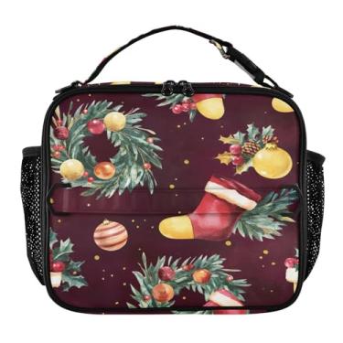 Imagem de Blueangle Lancheira de meias de Natal para homens, mulheres e adultos, lancheira pequena para trabalho de escritório, piquenique - bolsa térmica portátil reutilizável (475)