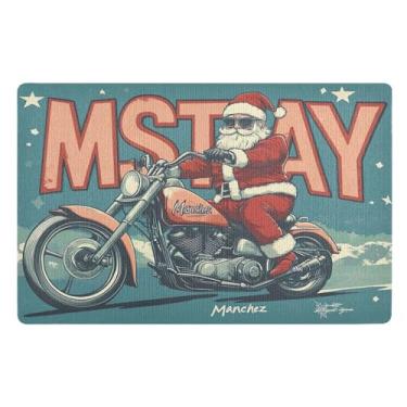 Imagem de SEHANY Tapete de porta de inverno Papai Noel Natal para todos os climas, impermeável, secagem rápida, bem-vindo, tapete de entrada antiderrapante, tapete decorativo de poliéster para entrada, varanda