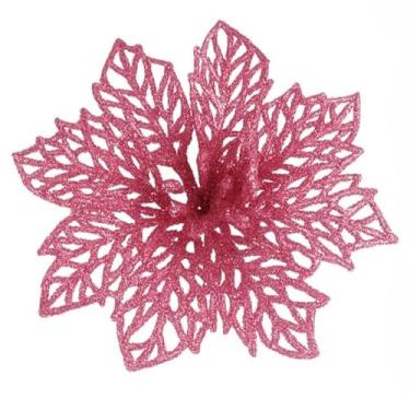 Imagem de Kit Com 6 Flores Decorativas Para Arvore De Natal Enfeite De Natal Luxuoso Enhance The Festive Cheer Perfect For Living Rooms Bedrooms Gardens And Outdoor Spaces (Rose)