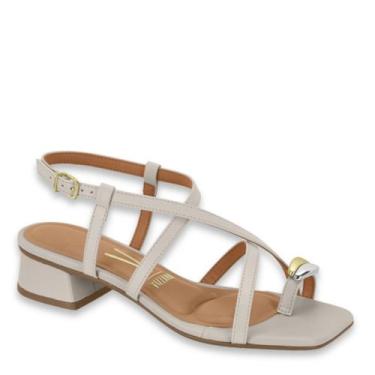 Imagem de Sandália Feminina Vizzano Salto Baixo Tiras Dedo 6454.123, Cinza, 36