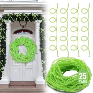 Imagem de Arrowbash Tubo de malha decorativa verde limão de Natal para grinaldas, 8 mm x 25 jardas fitas de poliéster de folha metálica flexível tubo flexível de folha metálica para artesanato DIY