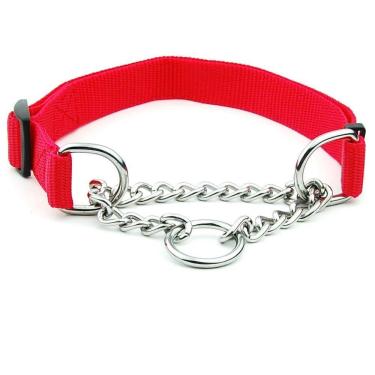 Imagem de Coleira Guia Nylon 2.5cm Elo Torcido Aço Corrente Cachorro Pet Caes Grande Porte Enforcador Ajustavel Treinamento Resistente