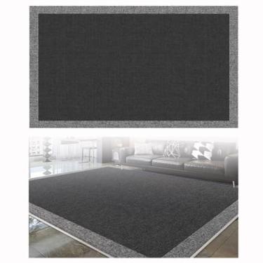 Imagem de SPXMQSS Tapete para quarto, tapetes extra grandes resistentes ao desgaste para sala de estar com suporte antiderrapante, tapete lavável, para estudo, quarto, sala de jantar, escritório, preto/cinza