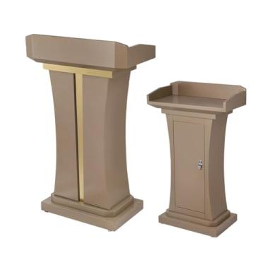 Imagem de SPXMQSS Suporte de púlpito para igreja, palestras de metal para palestras, palestras, palestras, salas de aula, 68 x 36 x 113 cm, marrom