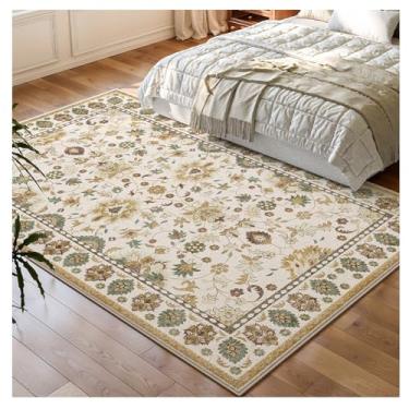Imagem de SPXMQSS Tapetes para sala de estar, tapete lavável para quarto, macio e antiderrapante, resistente ao desgaste para quarto, sala de jantar, cabeceira, corredor J 120 x 200 cm