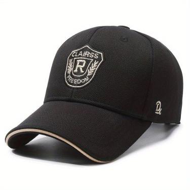 Imagem de Boné De Beisebol Unissex Com Emblema Da Letra R De Algodão Preto Estilo 1