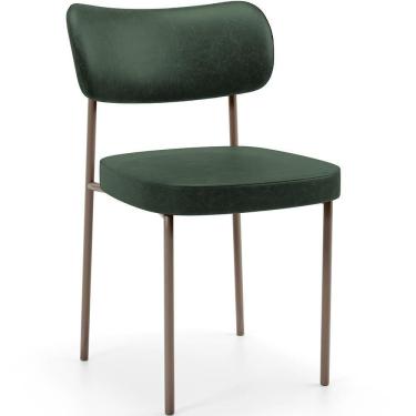 Imagem de Cadeira Decorativa Sala De Jantar Melina Base Arena L02 Couríssimo Verde Musgo - Lyam Decor