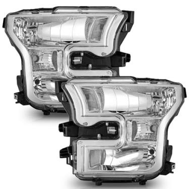 Imagem de WEELMOTO Faróis para Ford F150 2015 2016 2017, compatível com 15 16 17 Ford F150 par de montagem de faróis L+R