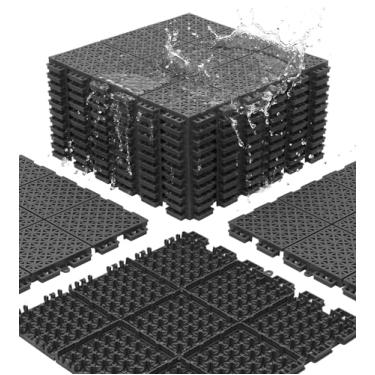 Imagem de jxgzyy 20 peças de azulejos, azulejos de piso externo de 1,5 cm de espessura, tapete de drenagem modular PP antiderrapante para quadra de basquete ralo piscina pátio chuveiro varanda grama