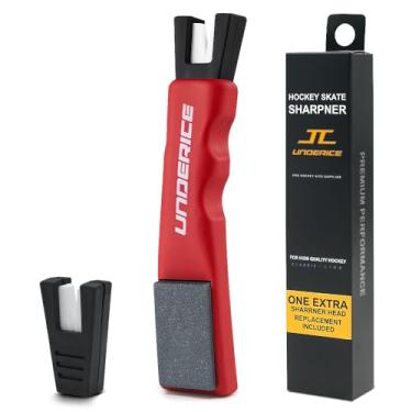 Imagem de UICE Afiador de skate no gelo, ferramenta de afiação de lâmina de cerâmica portátil com pedra de afiar para patins de hóquei - vermelho