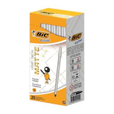 Imagem de 530015 - Caneta Esferográfica Escrita Média, Cristal Efeito Matte, Prata, BIC, 25 Unidades