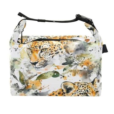 Imagem de STAYTOP Lancheira com estampa de leopardo com fivela de alça, lancheira isolada para meninos e meninas, lancheira térmica para trabalho escolar
