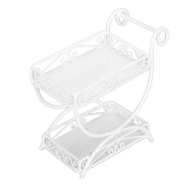 Imagem de SIWOTED 1: 12 Carrinho de jardim em miniatura, detalhes requintados, casa de bonecas de metal, acessório de enfeites de carrinho de flores (Branca)