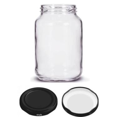 Imagem de Kit 3 Unidades - Pote de Vidro Conserva 600ml - Tampa Preta