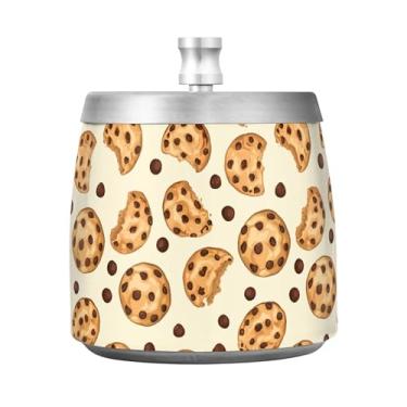 Imagem de Burbuja Cinzeiro realista de biscoitos de chocolate com tampa para cigarro interno sem fumaça cinzeiro de charuto de aço inoxidável para mesa de escritório em casa, inodoro