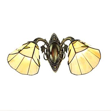 Imagem de Arandela de parede estilo Tiffany com vitrais, ideal para banheiro, quarto, cabeceira, corredor e varanda. Potência máxima de 40W, 110V-240V, 2 braços.