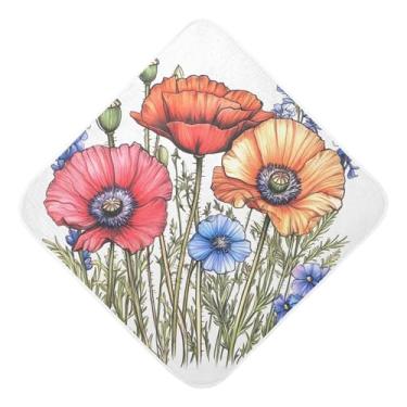 Imagem de STAYTOP Toalhas de bebê com capuz de musselina de flores silvestres em aquarela, toalha de banho super macia, toalhas de banho absorventes para bebês recém-nascidos unissex 76 x 76 cm