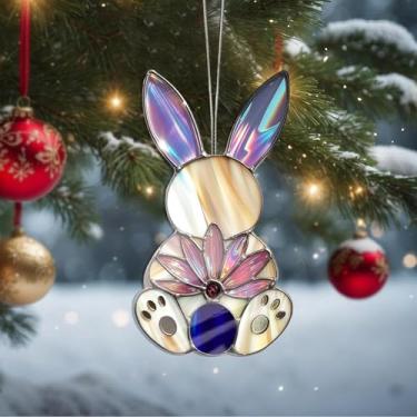 Imagem de Enfeites de Natal para pendurar cristal de Páscoa, enfeites de árvore de Natal feitos à mão, decoração de carro e casa - presente de Natal, decoração de artesanato em acrílico, ideias de troca de