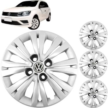 Imagem de Jogo 4 Calotas Aro 13 Vw Gol G6 G7 G8 2013 a 2020 Com Adesivo Logo Vw Resinado Grid 244CA