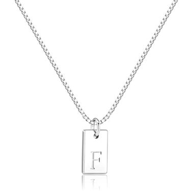 Imagem de Poxtex Colar feminino com inicial de prata 925 em camadas delicadas, colar com pingente de letra A-Z, à prova d'água, moderno, com nome, não mancha, personalizado para presentes de joias para meninas