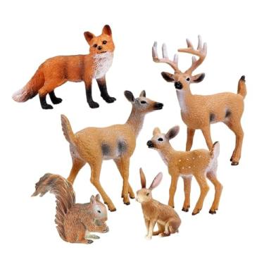 Imagem de Almencla Conjunto de 6 figuras de animais selvagens, modelos de animais da floresta em miniatura realistas, perfeitos para decorar e mesas e estimular a