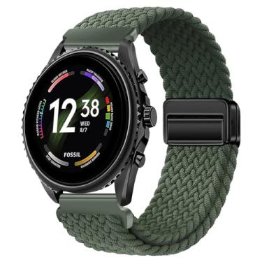 Imagem de LeyuBand Pulseiras de nylon trançado compatíveis com relógio inteligente Fossil Gen 6/Gen 5E 44 mm/Gen 5 LTE/Garrett/Carlyle/Julianna feminino, pulseira de substituição de nylon macio respirável para