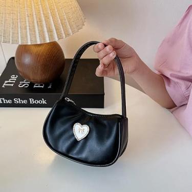 Imagem de Bolsa de ombro quadrada, bolsa portátil leve com alça superior, bolsa transversal pequena minimalista, Preto, Bolsa de ombro