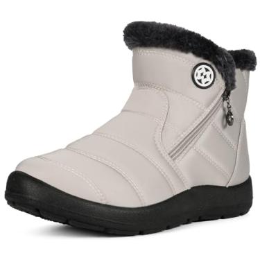 Imagem de Botas de Neve Eagsouni Botas de Inverno Femininas Botas Femininas Forradas com Pele Quente Sapatos Espessantes Zíper Sapatilhas Planas Botas Externas, Bege, 5