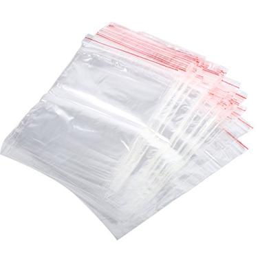 Imagem de Pissente 100pcs Sacos Plásticos Transparentes Sacos de Vedação Transparentes Sacos de Embalagem Transparentes Grau de Alimento PE Material Com Zíper de Bloqueio Reutil (10 * 15cm)