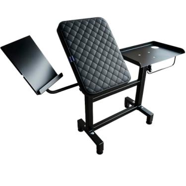 Imagem de Bancada de Trabalho Tattoo Storm Double Twin Blue Hell – Estação 2 em 1: Apoio de Braço Articulado + Mesa Auxiliar Regulável – Com Suporte para Tablet e Organizadores