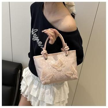 Imagem de Bolsa de mão bordada e bolsa transversal – Bolsa de ombro pequena moderna para mulheres com fecho de pressão, rosa, Medium, Mochila casual