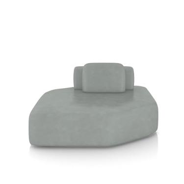 Imagem de Sofá Ilha Dakota Chaise 168cm Modulado Encosto Almofada Solta PU Cinza G33 - Gran Belo