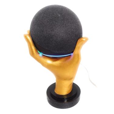 Imagem de Suporte Alexa Echo Dot Modelo Hand Stand Dourada Decorativa Super Elegante Suporte Alexa Estiloso Suporte Echo Dot 5ª Geração Suporte Echo Dot 5ª ou 4ª Geração