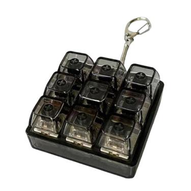 Imagem de simhoa Mini chaveiro com teclado, brinquedo de dedo que faz cliques, teclado mecânico com botão de descompressão, Preto 6x6x3cm