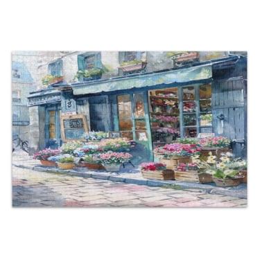 Imagem de Quebra-cabeças para adultos Paris Cafe Florist 500 peças, quebra-cabeças para adultos com letras na parte de trás