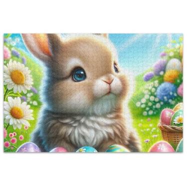Imagem de Quebra-cabeça de ovo de coelho de Páscoa 500 peças para adultos decoração de casa arte arte quebra-cabeça presentes adultos elefante branco
