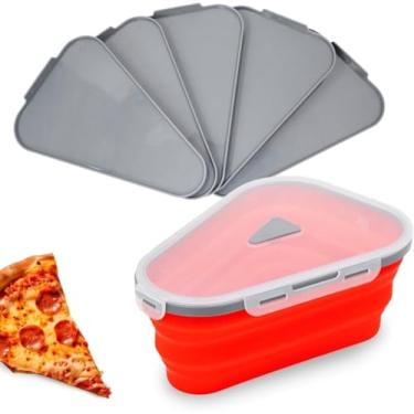 Imagem de Pote Expansível de Silicone para Pizza com 5 Bandejas – Vedação Hermética, Armazena Até 5 Fatias, Ideal Para Geladeira e Freezer