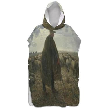 Imagem de Joisal Poncho de surfe para adultos trocador de roupão de praia com capuz toalha floral reutilizável masculino feminino poncho com capuz estampas de pastor de realismo