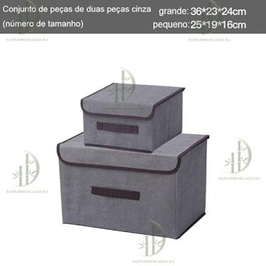 Imagem de Caixa Organizadora com Tampa para Gaveta em TNT – Organizador de Roupas Íntimas Empilhável Multiuso(Um grande e um pequeno)