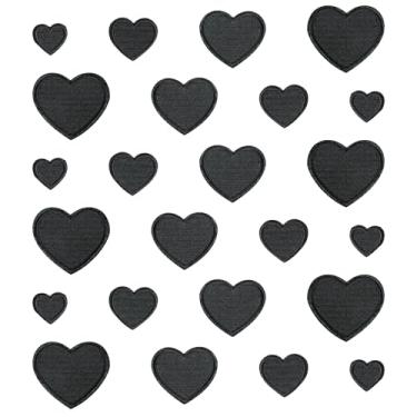 Imagem de 24 peças de adesivos de coração de ferro em corações bordados para roupas, 4 tamanhos, feltro em forma de coração, aplique de reparo para decoração de bricolage, roupas, jaquetas, chapéus, mochilas