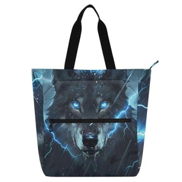 Imagem de Sacolas de trabalho com estampa de lobo relâmpago para mulheres, bolsas universitárias, bolsas para professores, livros, presente para amantes de livros